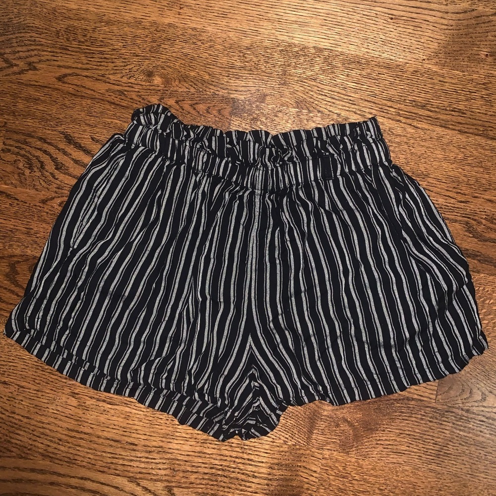 black and white striped shorts